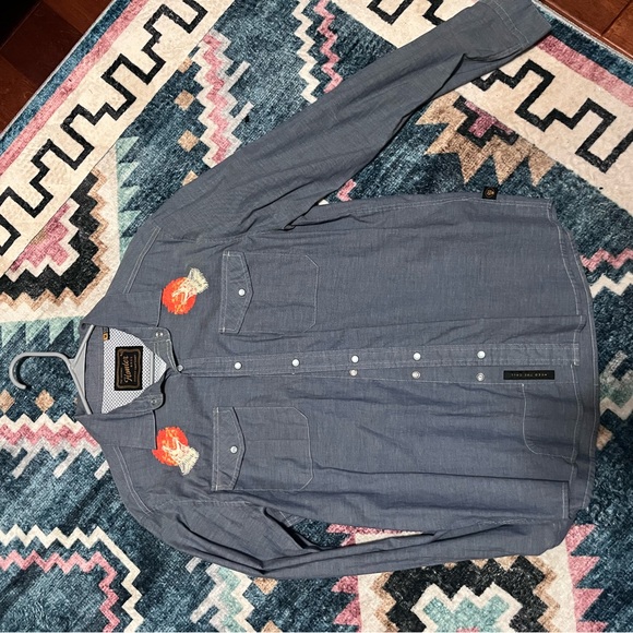 Howler Brothers Gray and Blue Casual Button Down Shirts - Picture 4 of 5